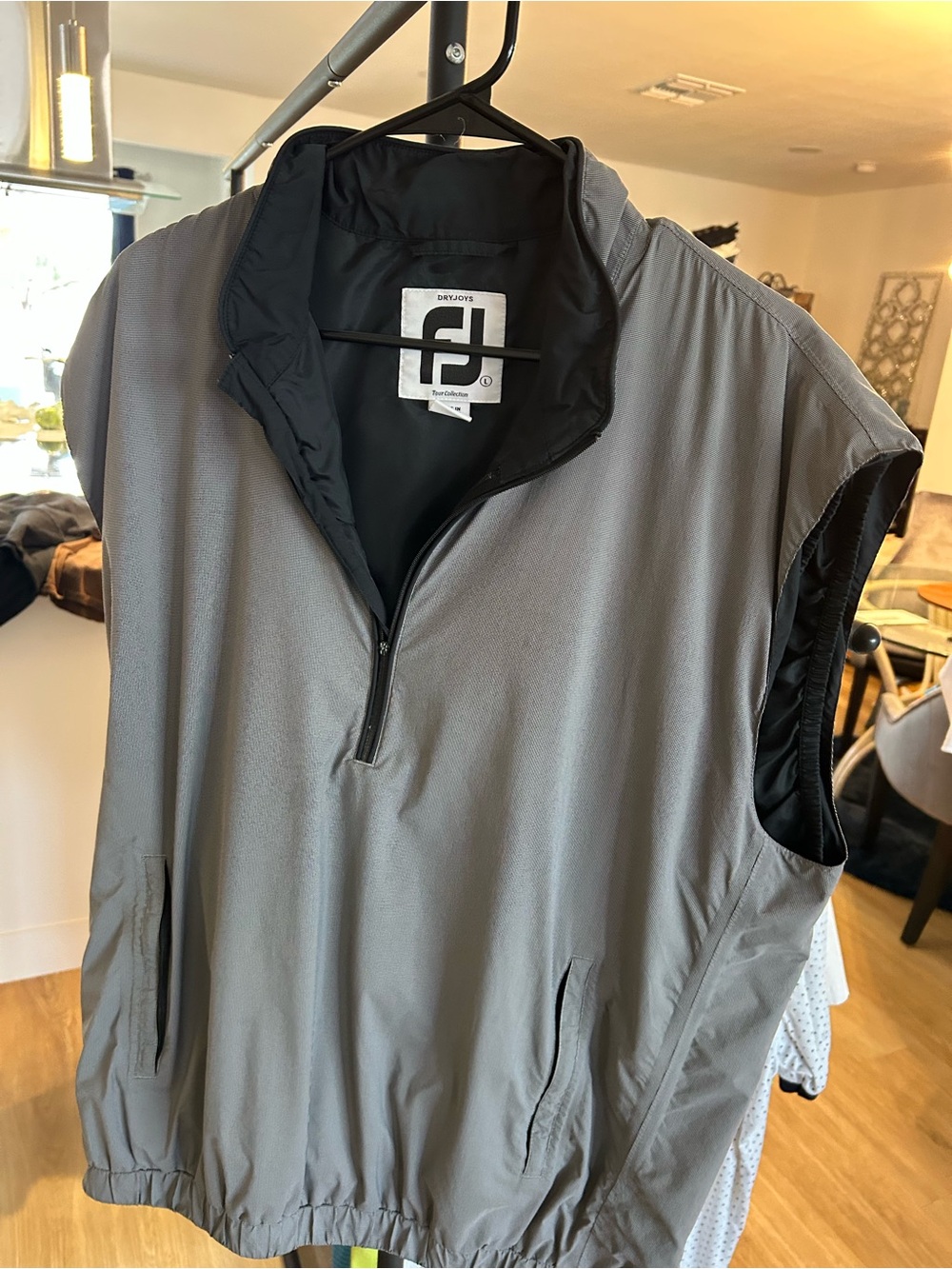 FootJoy Men's Gray Sleeveless Golf Pullover Vest - Black Trim